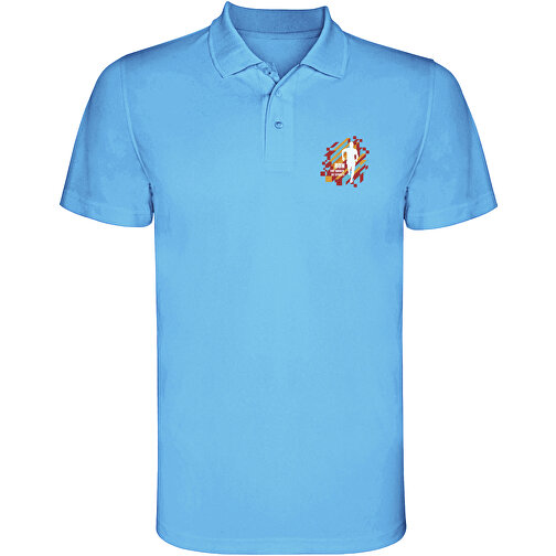 Monzha Sport Poloshirt Für Herren , türkis, Piqué Strick 100% Polyester, 150 g/m2, S, , Bild 2