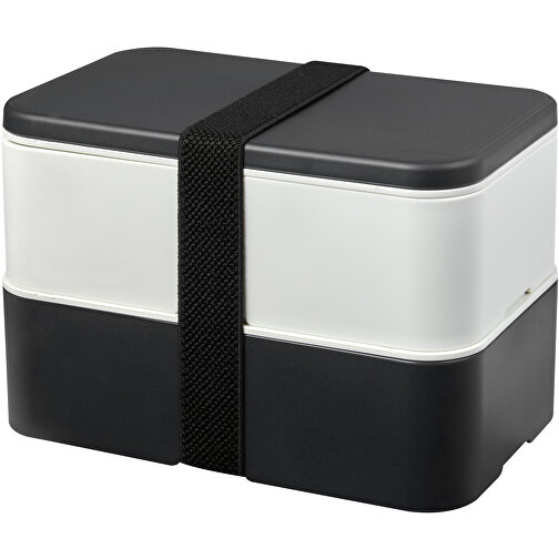 MIYO Renew Doppel-Lunchbox , granitfarben / elfenbeinweiß, 75% PP Kunststoff, 25% Zuckerrohr Biokunststoff, 18,00cm x 11,30cm x 11,00cm (Länge x Höhe x Breite), Bild 1