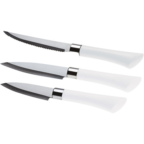 Knivblok i 5 dele med kokkekniv, steakkniv, skrællekniv, saks og blok, Billede 7