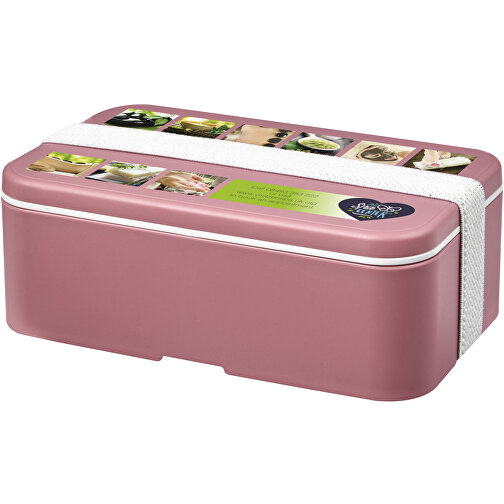 MIYO Renew Lunchbox , rosa / weiß, 75% PP Kunststoff, 25% Zuckerrohr Biokunststoff, 18,00cm x 6,00cm x 11,00cm (Länge x Höhe x Breite), Bild 2