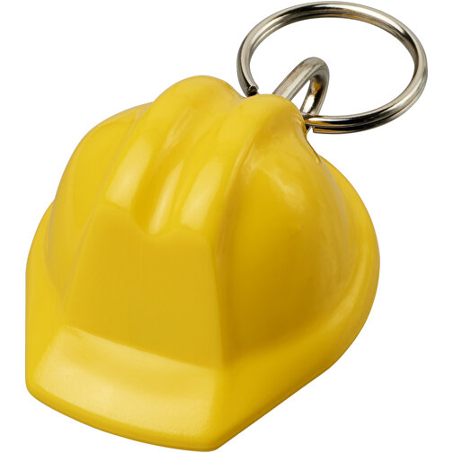 Kolt Schutzhelm Schlüsselanhänger Aus Recyceltem Material , gelb, Recycelter HIPS Kunststoff, Metall, 3,90cm x 2,10cm x 3,50cm (Länge x Höhe x Breite), Bild 1