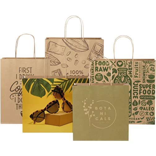 Sac en papier Kraft 120 g/m2 avec poignées torsadées, taille moyenne, Image 5