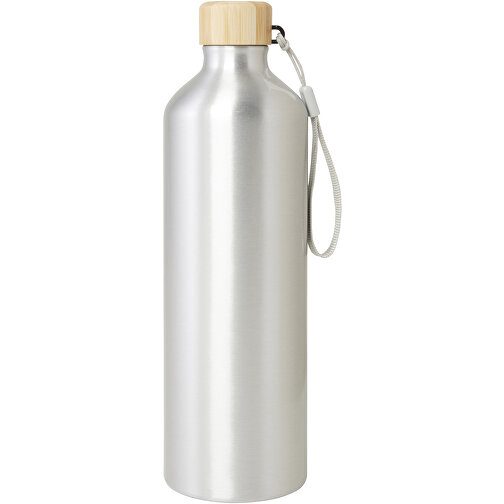 Malpeza 1L RCS-zertifizierte Wasserflasche Aus Recyceltem Aluminium , silber, Recycled Aluminium, Recycelter PP Kunststoff, Bambusholz, 10,00cm x 26,40cm x 8,00cm (Länge x Höhe x Breite), Bild 3