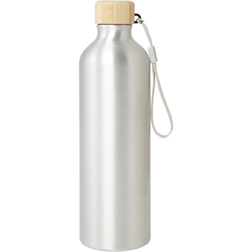 Malpeza 770 Ml RCS-zertifizierte Wasserflasche Aus Recyceltem Aluminium , silber, Recycled Aluminium, Bambusholz, Recycelter PP Kunststoff, 7,30cm x 24,40cm x 7,30cm (Länge x Höhe x Breite), Bild 3