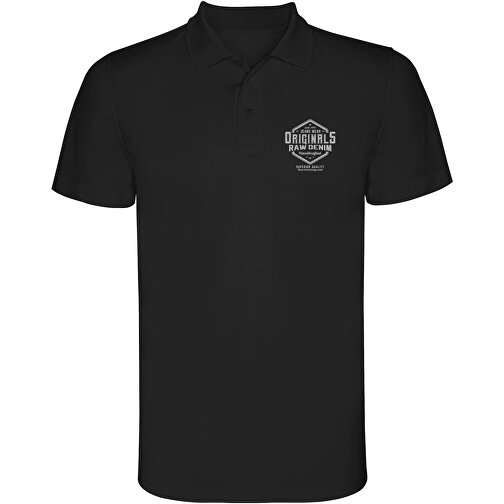 Monzha Sport Poloshirt Für Herren , schwarz, Piqué Strick 100% Polyester, 150 g/m2, L, , Bild 2