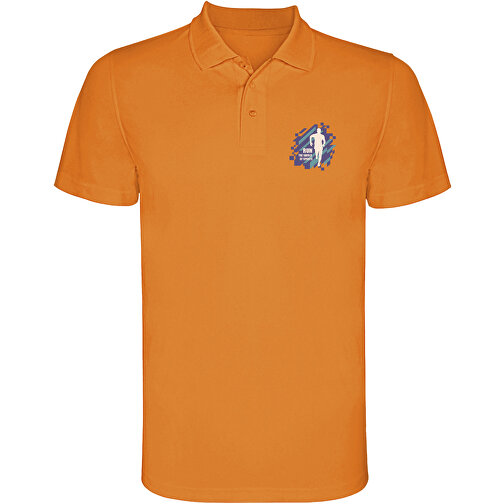 Monzha Sport Poloshirt Für Herren , fluor orange, Piqué Strick 100% Polyester, 150 g/m2, 3XL, , Bild 2