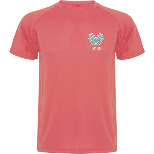 Montecarlo Sport T-Shirt Für Herren , fluor coral, Piqué Strick 100% Polyester, 150 g/m2, S, , Bild 2