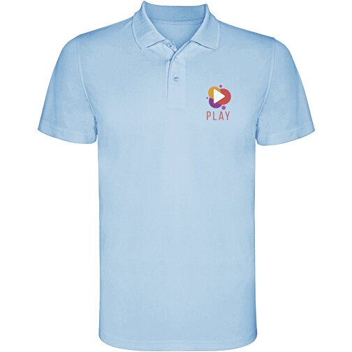 Monzha Sport Poloshirt Für Herren , himmelblau, Piqué Strick 100% Polyester, 150 g/m2, 3XL, , Bild 2