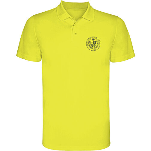 Monzha Sport Poloshirt Für Herren , fluor yellow, Piqué Strick 100% Polyester, 150 g/m2, 2XL, , Bild 2