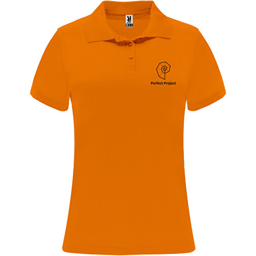 Monzha Sport Poloshirt Für Damen , fluor orange, Piqué Strick 100% Polyester, 150 g/m2, 2XL, , Bild 2