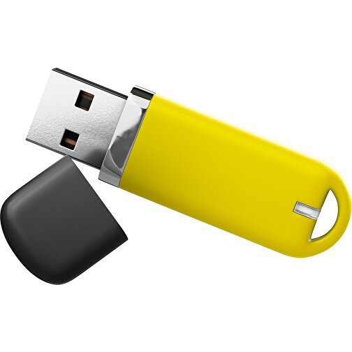 USB-Stick StylishDrive 2.0 , gelb /schwarz MB , 1 GB , Gummiplastik, Kunststoff MB , 6,20cm x 0,75cm x 2,00cm (Länge x Höhe x Breite), Bild 1