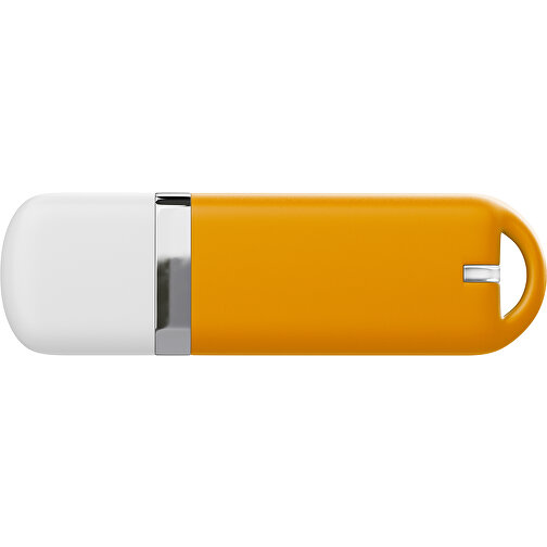 USB-Stick StylishDrive 2.0 , kürbisorange / weiß MB , 1 GB , Gummiplastik, Kunststoff MB , 6,20cm x 0,75cm x 2,00cm (Länge x Höhe x Breite), Bild 2