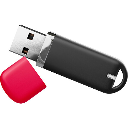 USB-Stick StylishDrive 2.0 , schwarz / ampelrot MB , 1 GB , Gummiplastik, Kunststoff MB , 6,20cm x 0,75cm x 2,00cm (Länge x Höhe x Breite), Bild 1