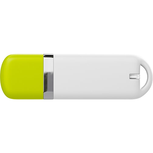USB-Stick StylishDrive 2.0 , weiß / hellgrün MB , 1 GB , Gummiplastik, Kunststoff MB , 6,20cm x 0,75cm x 2,00cm (Länge x Höhe x Breite), Bild 2