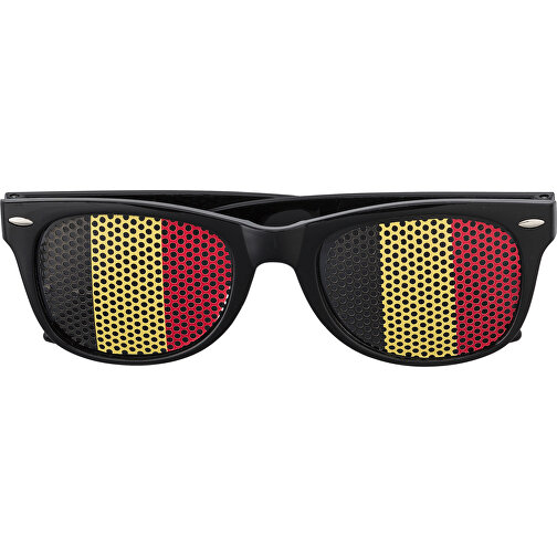 Fan Sonnenbrille Aus Plexiglas Lexi , schwarz/gelb/rot, Plastik, Papier, Polymeer, 14,30cm x 4,60cm x 14,20cm (Länge x Höhe x Breite), Bild 1
