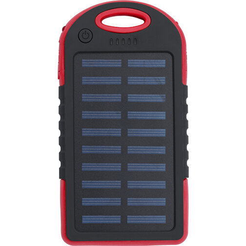 Solar Powerbank Aurora , rot, Kautschuk, 14,40cm x 1,50cm x 7,50cm (Länge x Höhe x Breite), Bild 2