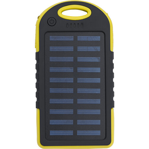 Solar Powerbank Aurora , gelb, Kautschuk, 14,40cm x 1,50cm x 7,50cm (Länge x Höhe x Breite), Bild 2