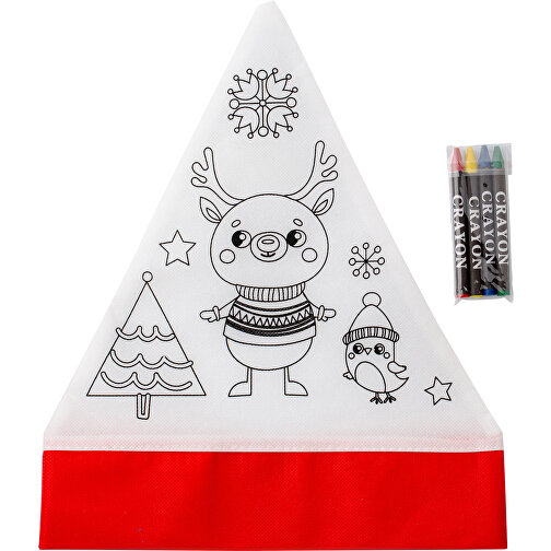 Weihnachtsmütze Aus Non-Woven (80 Gr/m²) Maryse , rot/weiß, Non-woven, 26,50cm x 0,10cm x 32,00cm (Länge x Höhe x Breite), Bild 2