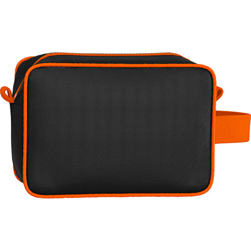 Kosmetiktasche Nova , schwarz / orange, Sublimation-fabric 200g - Polyester (PU), 16,00cm x 8,00cm x 23,00cm (Länge x Höhe x Breite), Bild 2