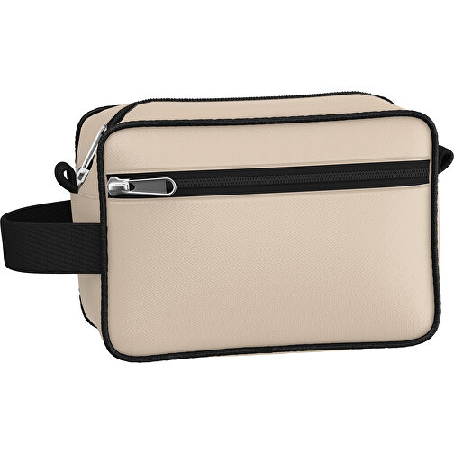 Kosmetiktasche Nova , beige / schwarz, Sublimation-fabric 200g - Polyester (PU), 16,00cm x 8,00cm x 23,00cm (Länge x Höhe x Breite), Bild 1