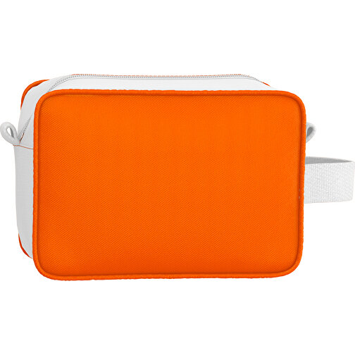 Kosmetiktasche Nova , orange / weiss, Sublimation-fabric 200g - Polyester (PU), 16,00cm x 8,00cm x 23,00cm (Länge x Höhe x Breite), Bild 2