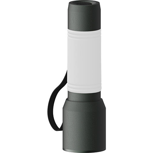 Taschenlampe REEVES-myFLASH 300 , dunkelgrau / weiss, recyceltes Aluminium, Silikon, 13,00cm x 2,90cm x 3,60cm (Länge x Höhe x Breite), Bild 1