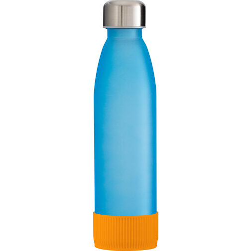 Trinkflasche RETUMBLER-TOULON GLASS , cyan / orange, Glas, Silikon, recycelter Edelstahl, recyceltes Polypropylen, 26,00cm x 6,90cm x 6,90cm (Länge x Höhe x Breite), Bild 1