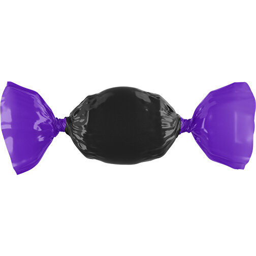 Bonbon Wickler Bontastisch , schwarz / violet, Wickler aus kompostierbarer Folie, 1,00cm x 2,00cm x 7,00cm (Länge x Höhe x Breite), Bild 1