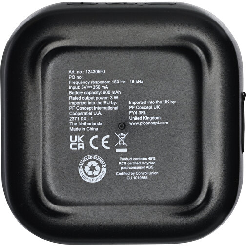 Stark 2.0 3 W Mini-Bluetooth®-Lautsprecher Aus Recyceltem RCS Kunststoff , schwarz, Recycelter ABS Kunststoff, 9,20cm x 3,40cm x 9,20cm (Länge x Höhe x Breite), Bild 5