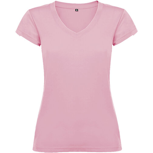 Victoria T-Shirt Mit V-Ausschnitt Für Damen , hellrosa, Single jersey Strick 100% Baumwolle, 155 g/m2, L, , Bild 1