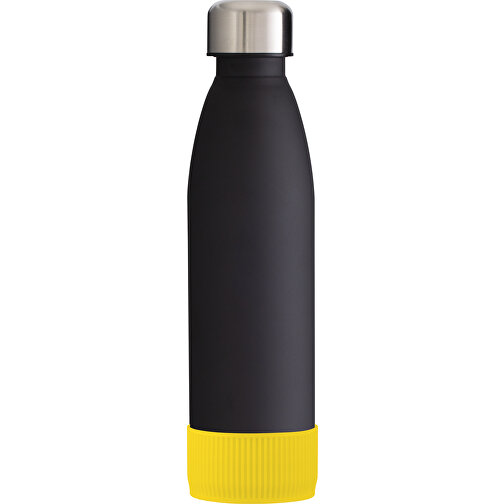 Trinkflasche RETUMBLER-TOULON GLASS , schwarz / gelb, Glas, Silikon, recycelter Edelstahl, recyceltes Polypropylen, 26,00cm x 6,90cm x 6,90cm (Länge x Höhe x Breite), Bild 1