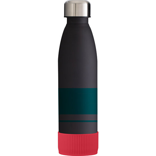 Trinkflasche RETUMBLER-TOULON GLASS , schwarz / rot, Glas, Silikon, recycelter Edelstahl, recyceltes Polypropylen, 26,00cm x 6,90cm x 6,90cm (Länge x Höhe x Breite), Bild 1