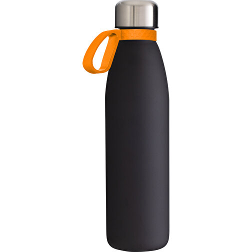 Trinkflasche RETUMBLER-TOULON GLASS , schwarz / orange, Glas, Silikon, recycelter Edelstahl, recyceltes Polypropylen, 26,00cm x 6,90cm x 6,90cm (Länge x Höhe x Breite), Bild 1