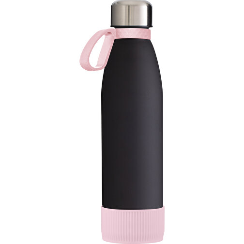 Trinkflasche RETUMBLER-TOULON GLASS , schwarz / rosa, Glas, Silikon, recycelter Edelstahl, recyceltes Polypropylen, 26,00cm x 6,90cm x 6,90cm (Länge x Höhe x Breite), Bild 1