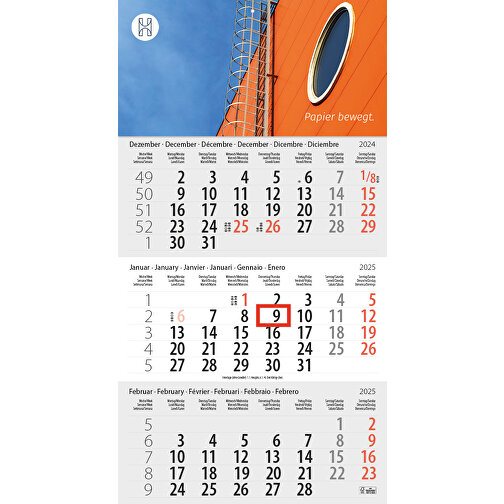 5-Monats DIN A3 Kalender 'Five' , weiss, Kopflasche: 290 g/m² Chromokarton, Kalenderblätter: 70 g/m² holzfrei weiss, chlorfrei gebleicht, 42,00cm x 29,60cm (Höhe x Breite), Bild 2