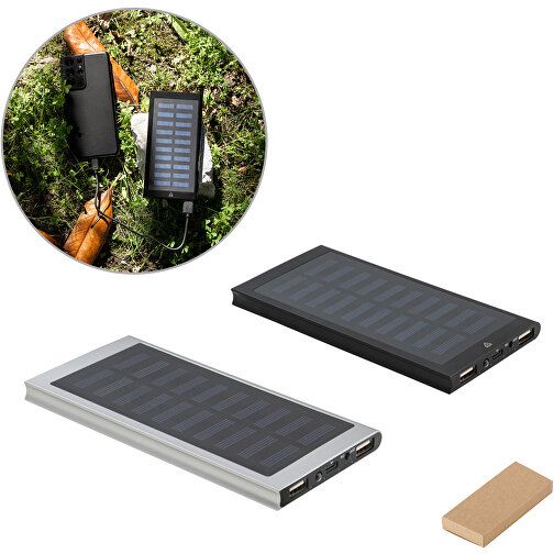 CLERK. Powerbank Aus Recyceltem Aluminium , schwarz, Recyceltes Aluminium, , Bild 2