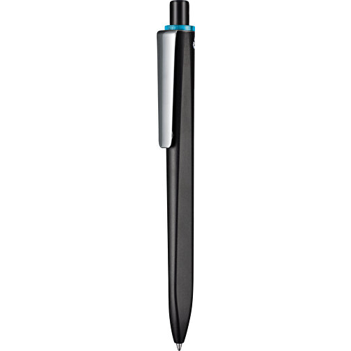 Kugelschreiber RIDGE SCHWARZ RECYCLED  M , Ritter-Pen, schwarz recycled/caribic-blau recycled, ABS u. Metall, 141,00cm (Länge), Bild 1