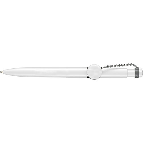 Kugelschreiber PIN PEN , Ritter-Pen, weiß/stein-grau, ABS-Kunststoff, 14,50cm (Länge), Bild 3