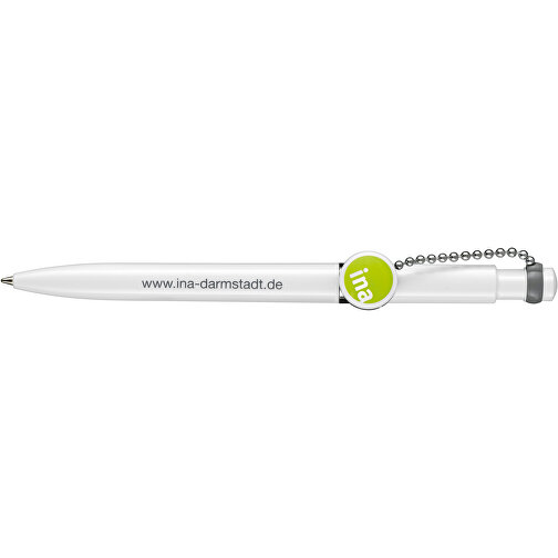 Kugelschreiber PIN PEN , Ritter-Pen, weiss/stein-grau, ABS-Kunststoff, 14,50cm (Länge), Bild 3