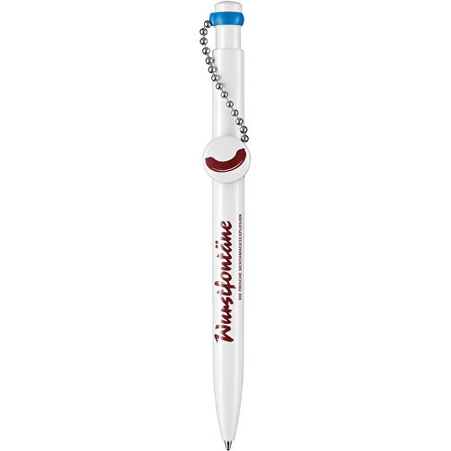 Kugelschreiber PIN PEN , Ritter-Pen, weiss/himmel-blau, ABS-Kunststoff, 14,50cm (Länge), Bild 1