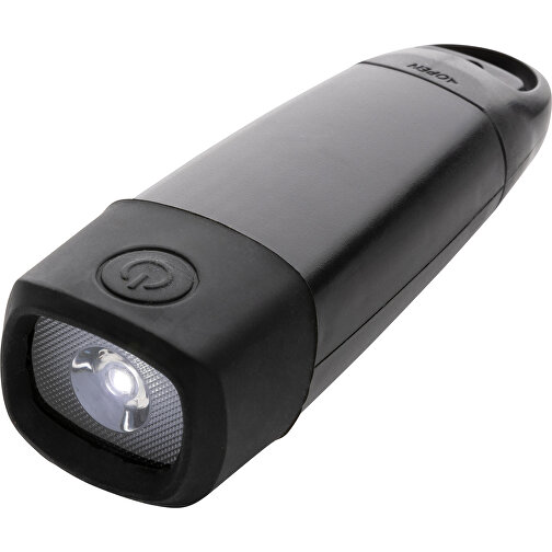 Lightwave USB-Taschenlampe Mit Kurbel Aus RCS RPlastik , schwarz, ABS - recycelt, 12,50cm x 3,00cm (Länge x Höhe), Bild 2