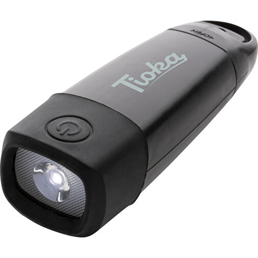 Lightwave USB-Taschenlampe Mit Kurbel Aus RCS RPlastik , schwarz, ABS - recycelt, 12,50cm x 3,00cm (Länge x Höhe), Bild 7