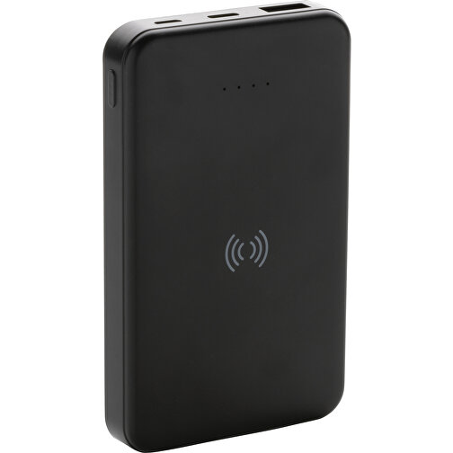 5.000mAh 5W Wireless Powerbank Aus RCS Recyceltem Kunststoff , schwarz, ABS - recycelt, 9,70cm x 1,50cm (Länge x Höhe), Bild 1