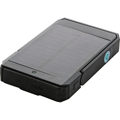 Skywave 5000mah Solar Powerbank, 10W Wireless Aus RPlastik , schwarz, ABS - recycelt, 12,10cm x 2,30cm (Länge x Höhe), Bild 5