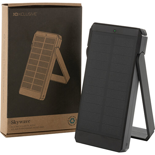 Skywave 10000mAh Solarpowerbank Aus RCS Recycelt. Kunststoff , schwarz, ABS - recycelt, 15,50cm x 1,90cm (Länge x Höhe), Bild 11