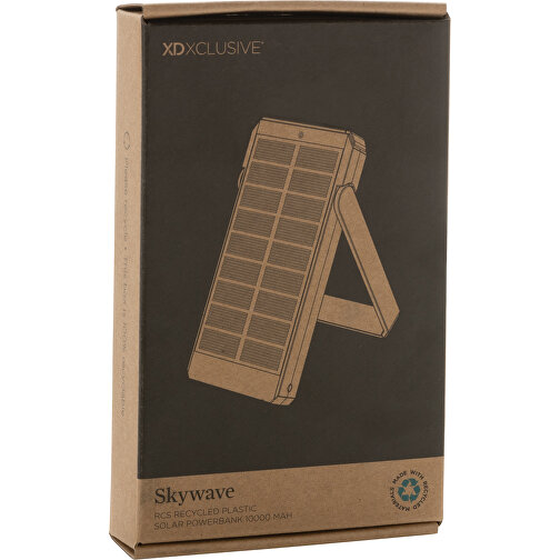 Skywave 10000mAh Solarpowerbank Aus RCS Recycelt. Kunststoff , schwarz, ABS - recycelt, 15,50cm x 1,90cm (Länge x Höhe), Bild 12