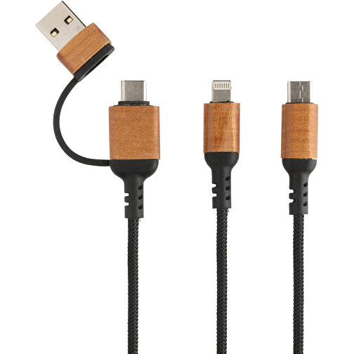 Ohio 6-in-1-Kabel Aus RCS Zertifiziert Recyceltem Kunststoff , schwarz, FSC® Holz, 120,00cm (Höhe), Bild 3