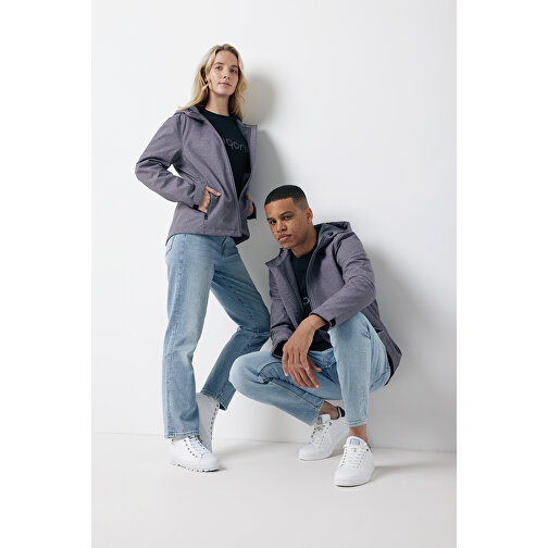 Iqoniq Makalu Herren Softshelljacke Aus Recyceltem Polyester , vulcano heather grey, 91% recyceltes Polyester, 7% recyceltes TPU, 2% Elastan, XL, 75,00cm x 3,00cm (Länge x Höhe), Bild 3