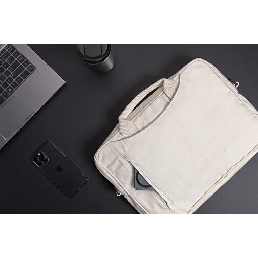 Laluka AWARE™ 15.4' Laptop-Tasche Aus Recycelter Baumwolle , off white, Baumwolle - recycelt, 39,00cm x 5,00cm (Länge x Höhe), Bild 7