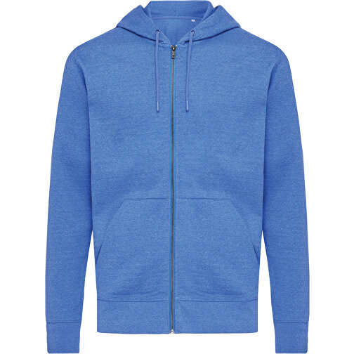 Iqoniq Abisko Zip-Kapuzenpullover Aus Recycelter Baumwolle , heather blue, 50% recycelte und 50% biologische Baumwolle, L, 74,00cm x 1,00cm (Länge x Höhe), Bild 1